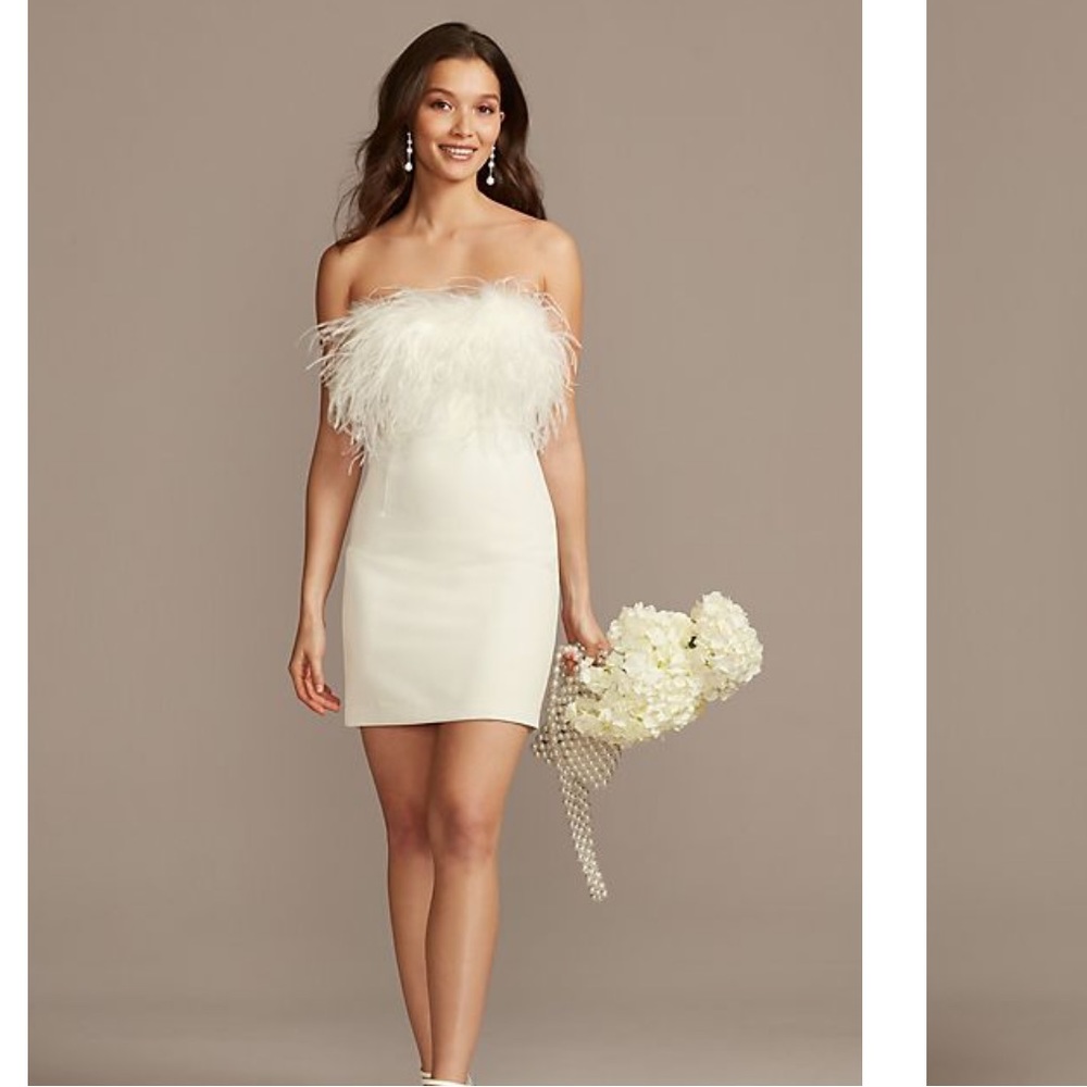 David’s Bridal Short Feather Dress
